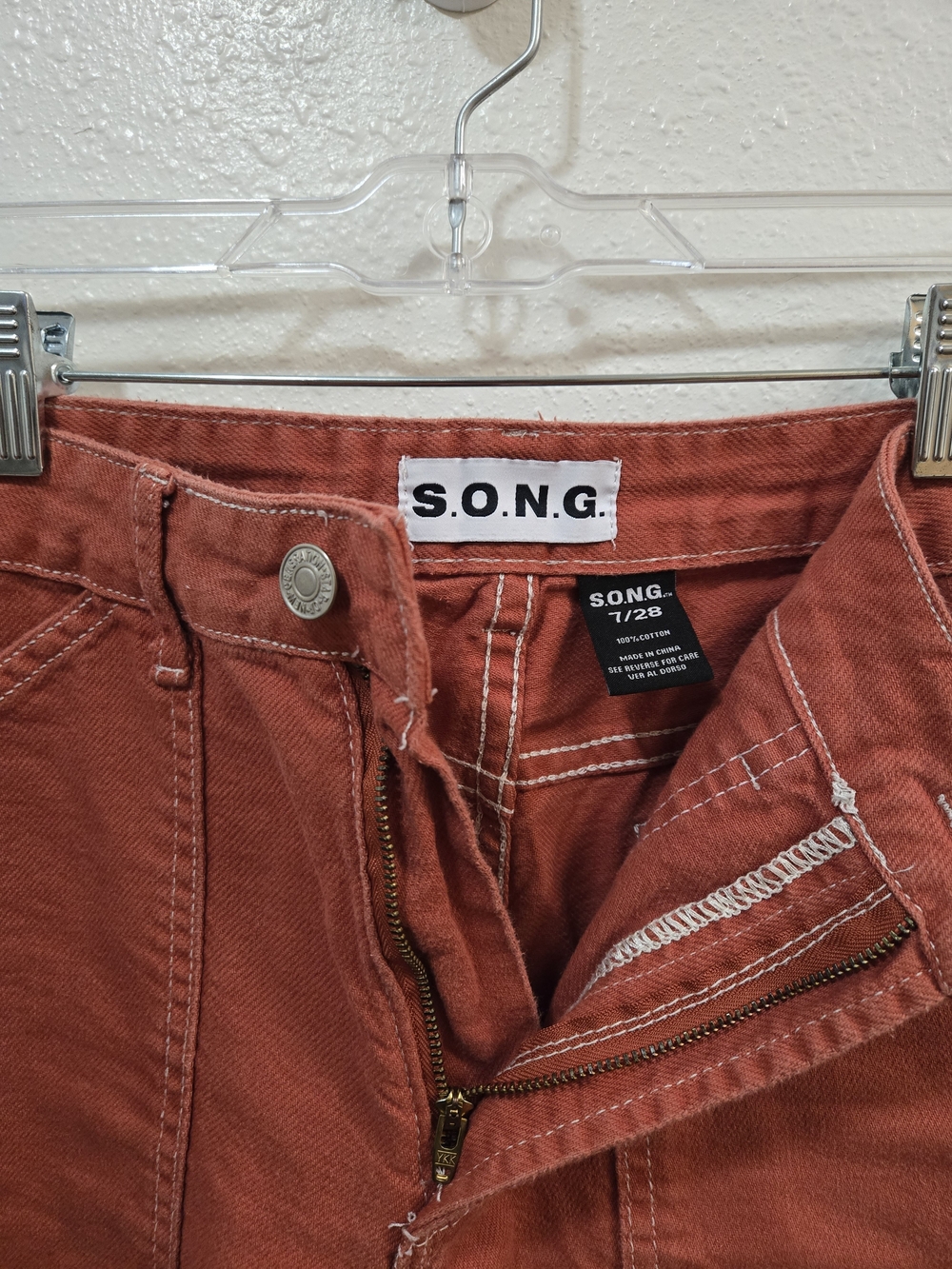 S.O.N.G. wide-leg orange cargo pants - Picture 2 of 5